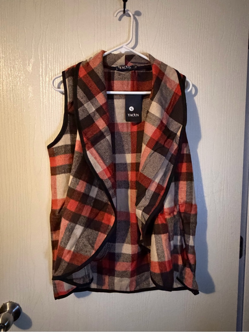 YACUN Women Plaid Vest Open Front Sleeveless Cardigan w/Pockets Size Small NWT